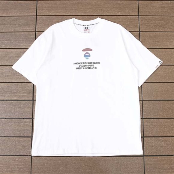 AAPE Colorful Ape Head Lettering Logo T-Shirt - White Short Sleeve